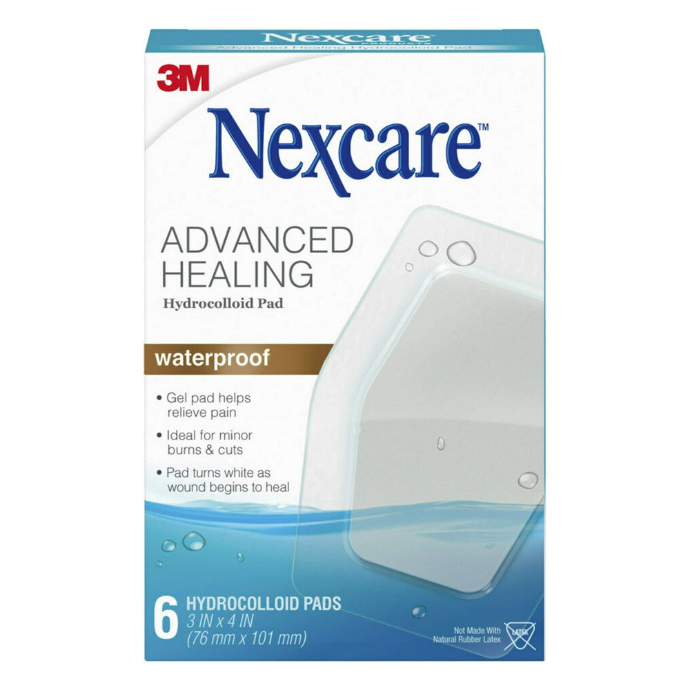 3M Nexcare Advanced Healing Waterproof Hydrocolloid Pads XL, Bandages, 6 Ea